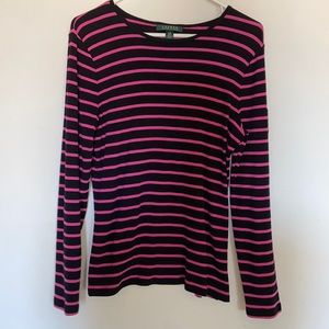 Lauren Ralph Lauren Large hot pink black striped